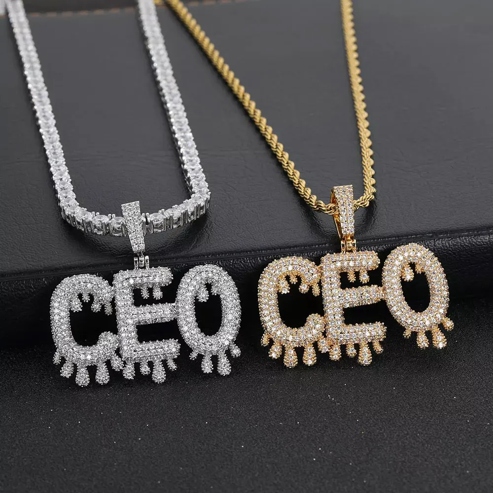 Custom Letter Necklace Men and Women 18K Gold Iced CZ Charm Pendant Personalized Hip Hop Jewelry DIY Bling Initial Name Pendant