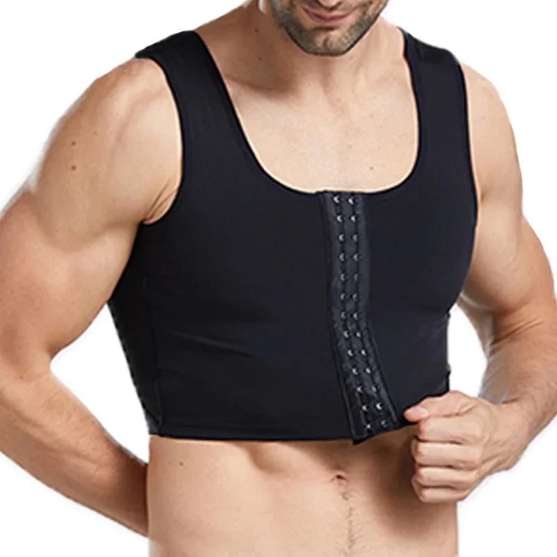 【Top-Rated Product】 Men Chest Binder Gynecomastia Compression Vest Underwear TopBreathable Buckle Reduction Shapewear.