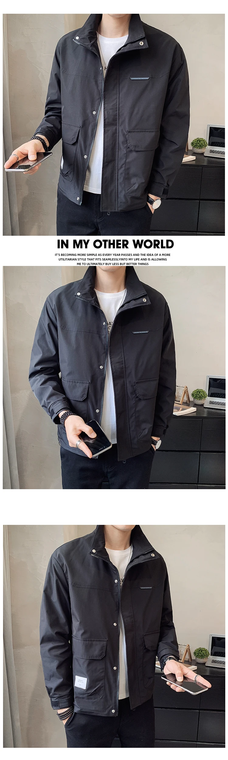 2022 Spring New Men's Stand Collar Thin White Jacket Korean Style Fashion Casual Sports Solid Color Jacket Male Trend Brand Coat winter jackets for men