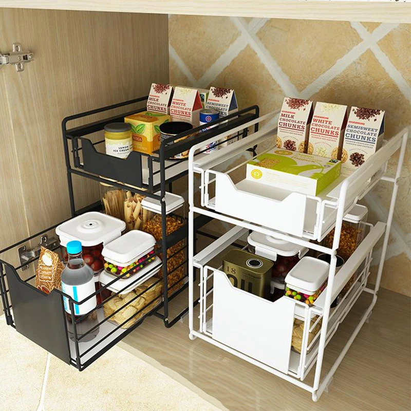 Under Sink Organizer kitchen Organizer Drawer Organizers Storage Rack 2  Tier Cabinet Organizer Storage Holder Kitchen Spice Rack - AliExpress