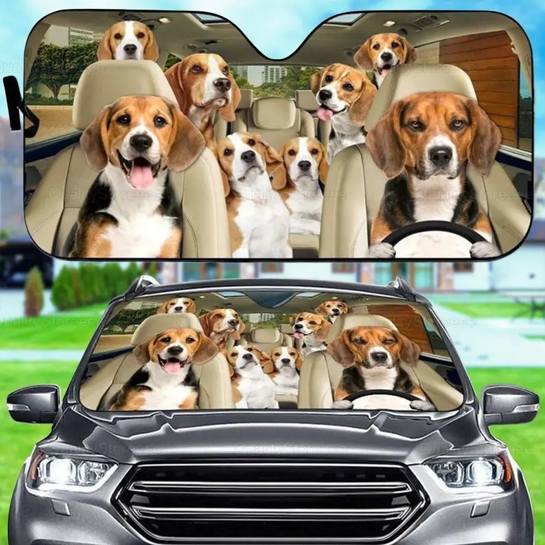 

Beagle Car Sunshade, Dogs Family Sunshade, Dog Car Accessories, Car Decoration, Gift Owner Dog, Car Sun Protector LNG182202A20