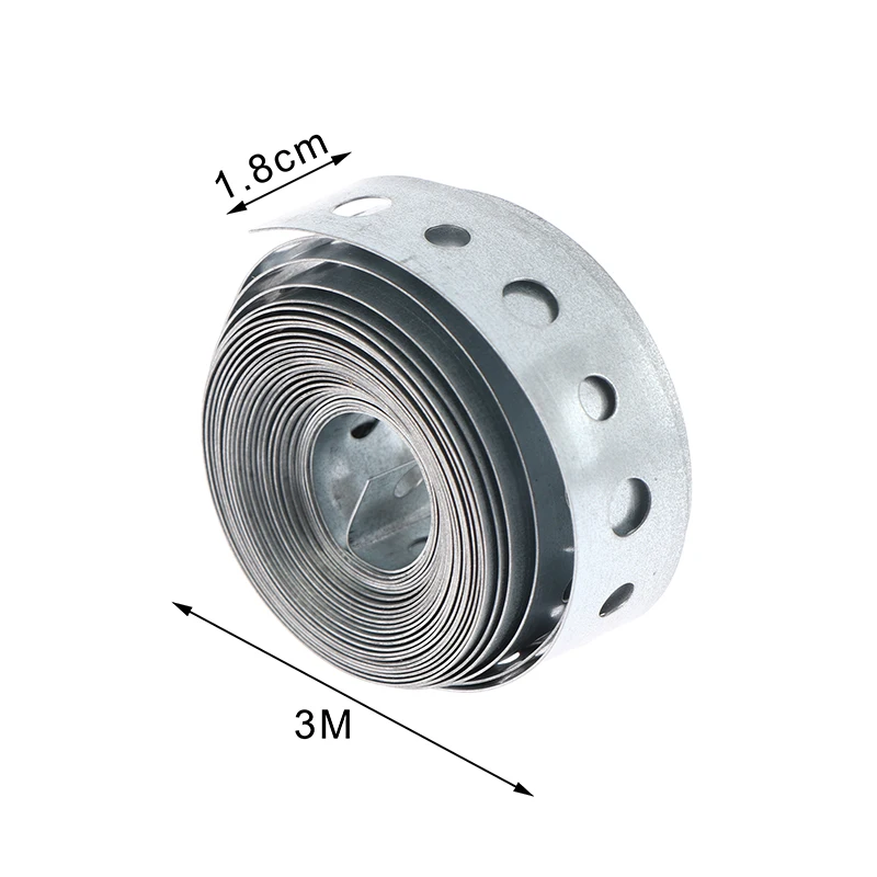 1 Roll Galvanized Steel Pre-Punched Hanger Strap Multi-Slot Pipe Supports Hanging Sheet Metal Work Hardware