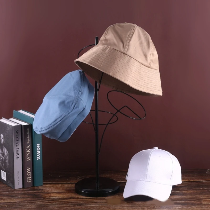 Modern Metal Hat Stand with 5 Round Standing Hooks Baseball Cap Rack Hat Storage Display Holder Simple Hat DropShip