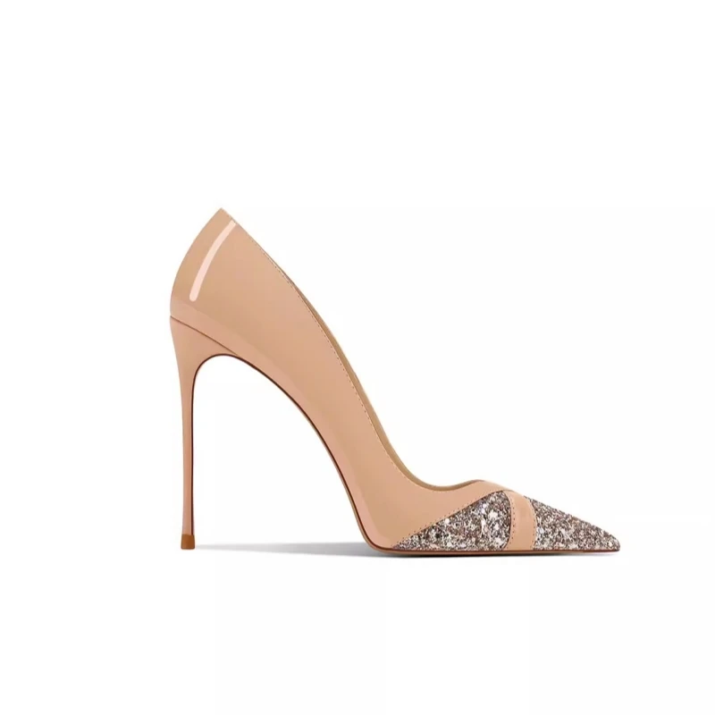 

Туфли женские с блестками, заостренный носок, лаковая кожа, тонкий высокий каблук, вечернее платье, универсальные, большие размеры, весна