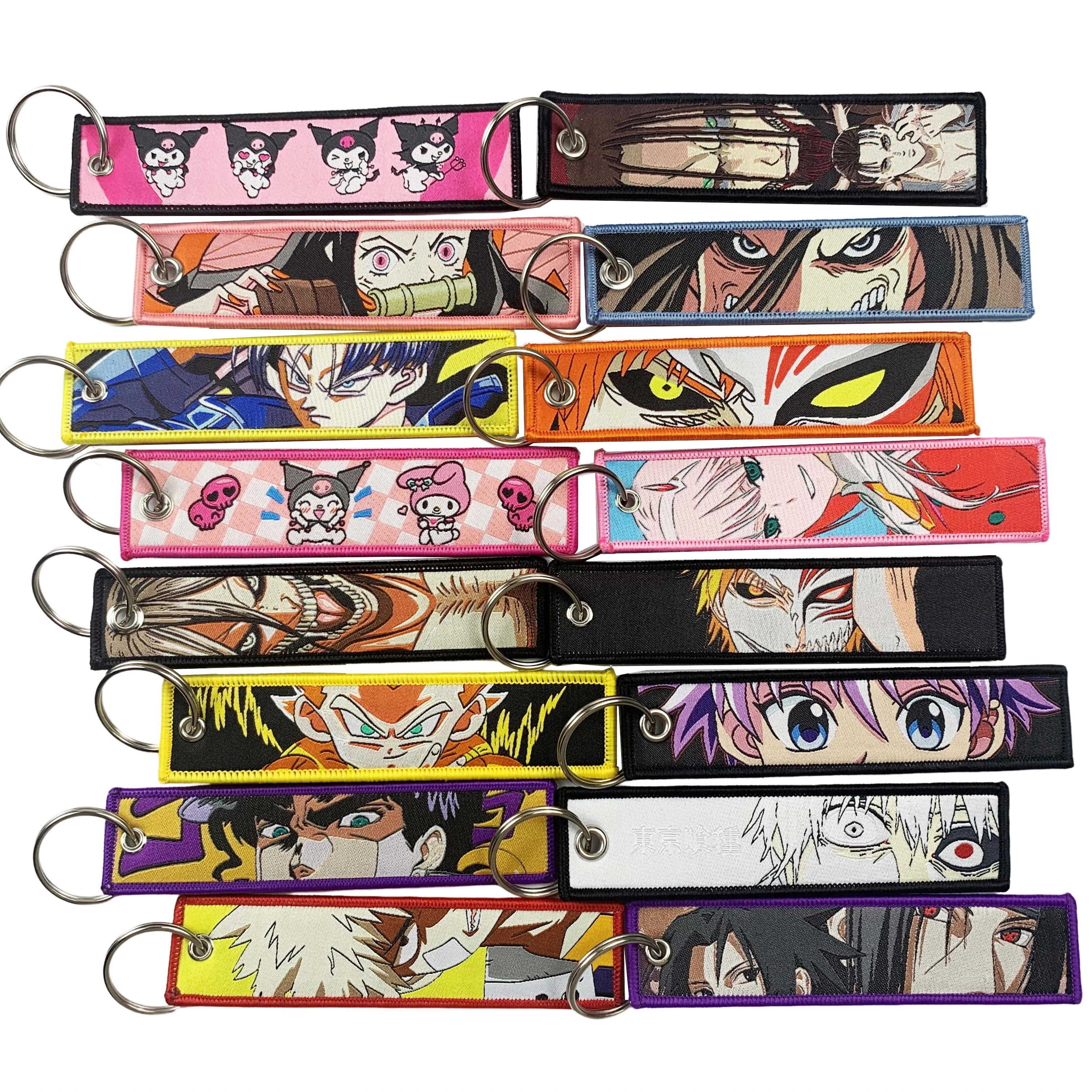 

Anime More Than 100 Designs Embroidered Keys Tag Keychains Key Fob Cartoon Keyring Car Keys Backpack Jewelry Accessories Gifts