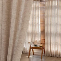 1pc Japanese linen sheer curtain windproof breathable semi dark bedroom living room partition curtain  Mosquito prevention