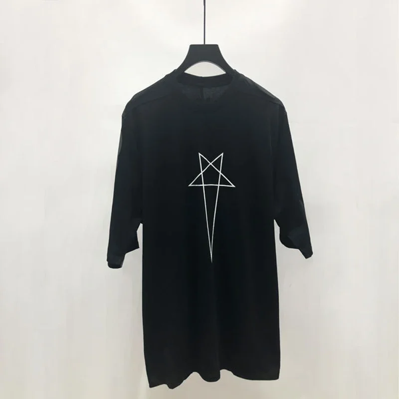

24ss футболки с Риком и надписью «Rick High Street», дизайнерские футболки оверсайз с пятиконечным принтом звезд, уличная одежда Owens, высококачественный хлопковый топ с круглым вырезом