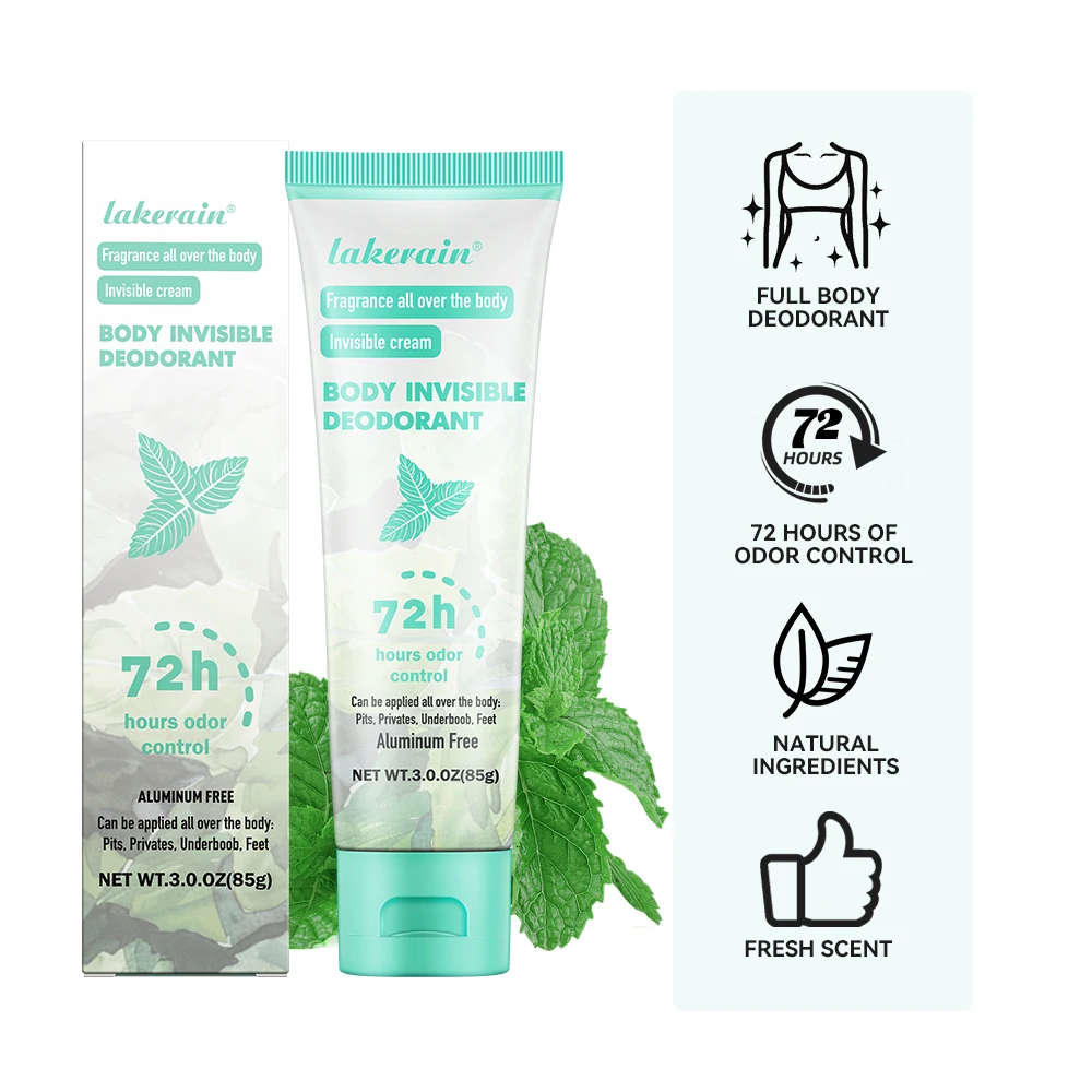 Mint flavor Whole Body Deodorant 72 Hour Odor Control Aluminum Free Baking Soda Free Skin Care