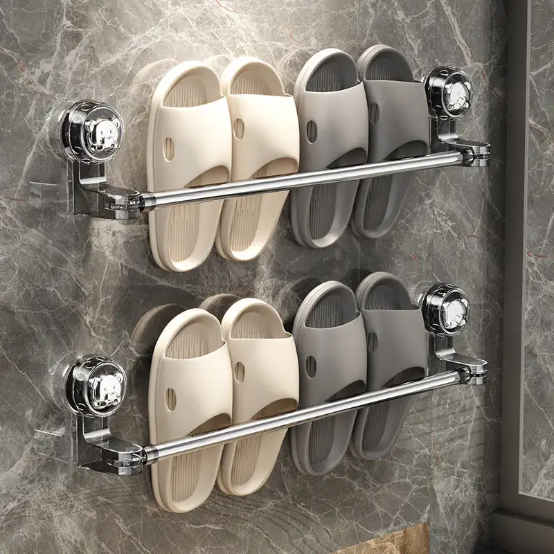 Non Perforated Suction Cup Wall Mounted Towel Rack Bathroom Storage Rack Bathroom Horizontal Bar Towel Rack