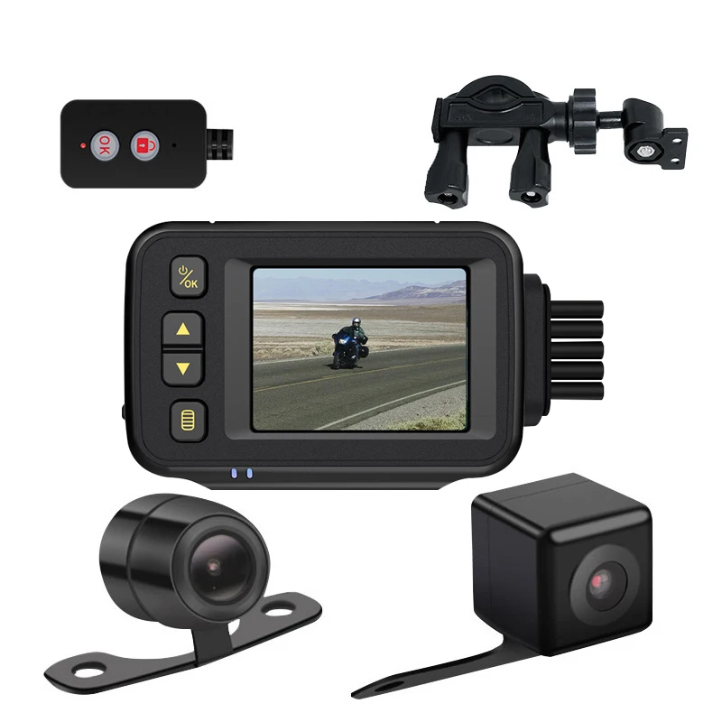 

Motorcycle Driving Recorder 2.0 Inch 720P HD Display Recorder IP65 Waterproof Wireless Control Motorcycle Driving Video Recorder