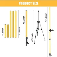 Laser Level Pole with Tripod,12 Ft./3.6m Adjustable Telescoping Pole with Head,Laser Level Tripod 2