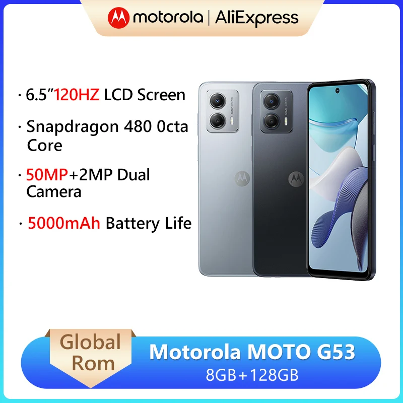 

Global ROM Motorola MOTO G53 Smartphone Snapdragon 480 Octa Core 8GB 128GB 5000mAh Battery 6.5'' 120Hz LCD Screen 50MP Camera