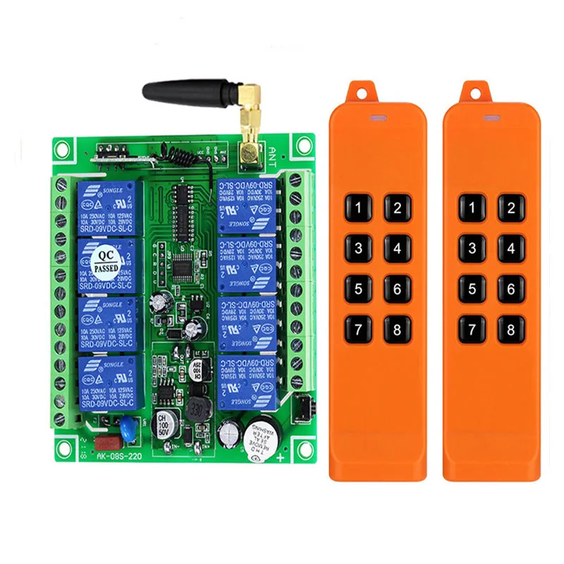 

868mhz DC 12V 24V 36V 8 Channel RF Wireless Remote Control System Receiver Transmitter Universal power industrial 200-3000m