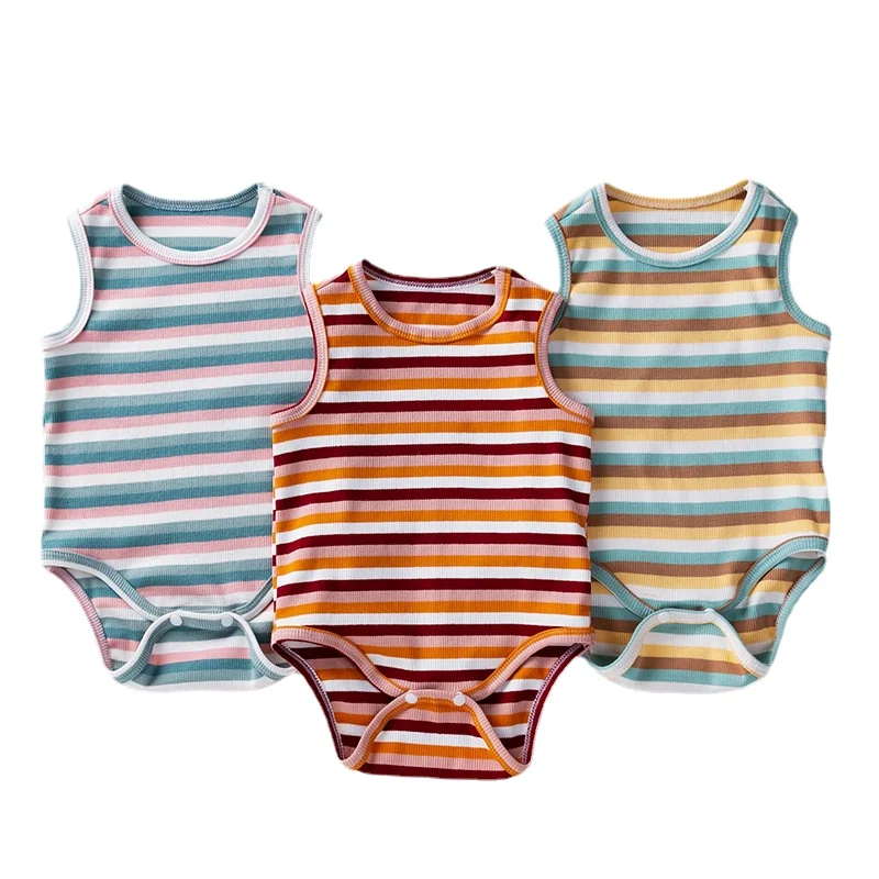 

GBA064 4pcs/lot Baby Summer Children's Natural Colored Cotton Triangular Stripe Khaki Climbing Newborn Baby Clothes Girl