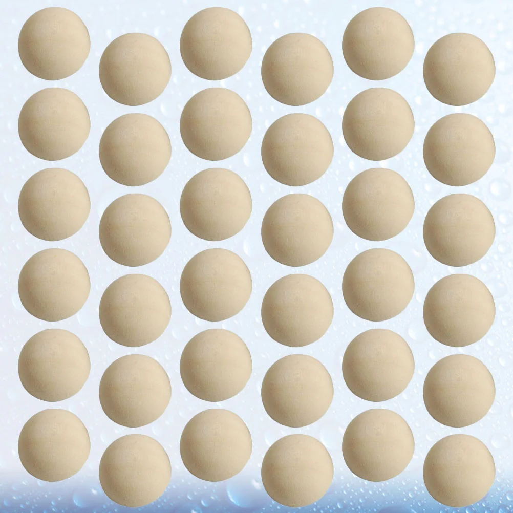 

Half Wood Beads Wooden Balls Craft Ball Crafts Unfinished Diy Macrame Round Sphere Natural Bead For Hemisphere Mini Flat Blank