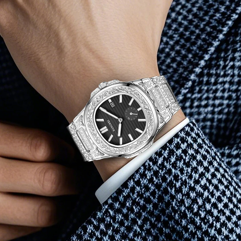 LIGE New Creative Square Watch For Men Casual Sports Waterproof Men's Quartz Wristwatch Fashion Luminous Date Chronograph Male