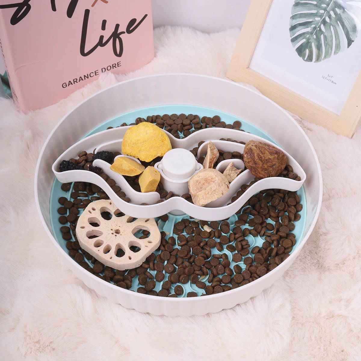 1pcPetTurntableSlowFoodBowlwithLickingPadAntiChokingNoSpill