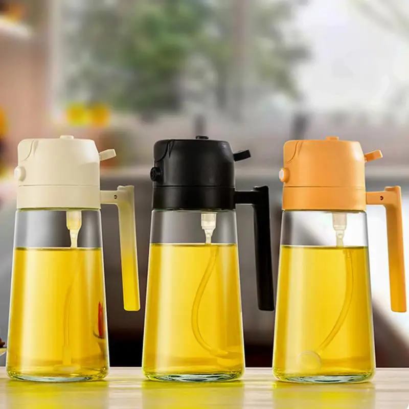 

NEW Oil Spray Bottle 470ml High Borosilicate Glass Cooking Oil Dispensers Olive Oil Sprayer Mister for Air Fryer Salad Baking