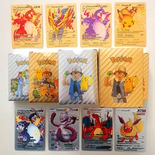 2021 Pokémon złota folia karty Pokemon karty oryginalne Pokemon srebrna karta Pokemon gra planszowa gra karciana karty podarunkowe dla dzieci zabawki tanie tanio TAKARA TOMY CN (pochodzenie) 7-12y 12 + y Gold silver Gold foil