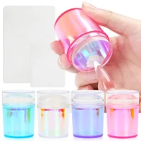 3.8cm Head Nail Stamp Scraper Pure Clear Jelly Silicone Nail Stamper Nail Stamping Scraper with Cap Jelly Transfer Manicure Kit 1