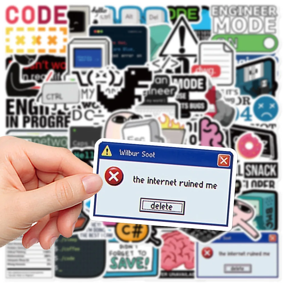 10/50PCS Funny Programming Meme Stickers Java JS Php Docker Html Cloud Language Decals Computer Laptop 404 Network Error Sticker 2