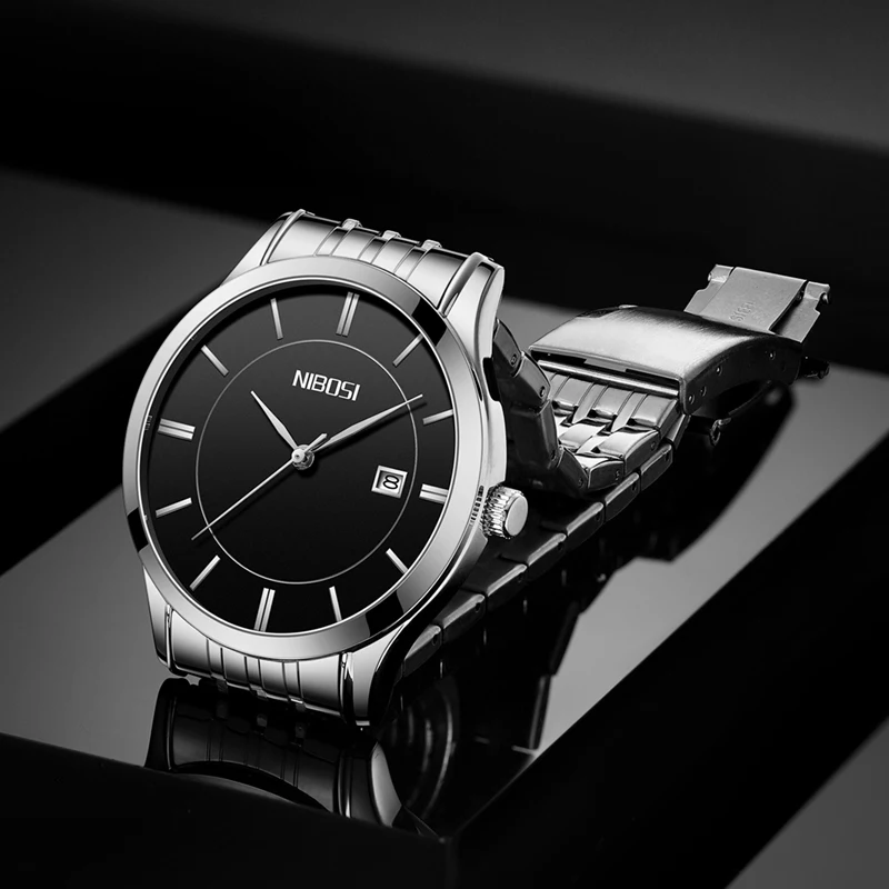 NIBOSI Fashion Mens Watches Top Brand Luxury Sports Waterproof Watch for Men Stainless Steel Date Quartz Watch Relogio Masculino