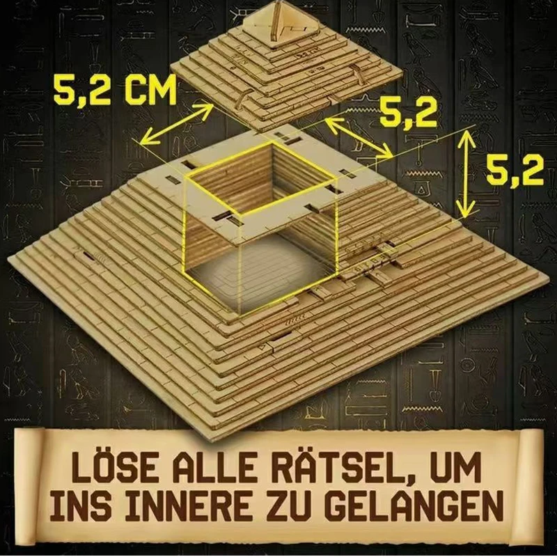 Wooden Pyramid Puzzle Box Hidden Compartment Iq Brain Teaser_voghion.com