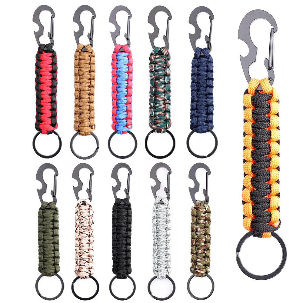 Kültéri paracord keychain Porond kemping Puska hadi befon Telefonzsinór kötelet Csökevény készlet sürgősségi csomót Palackol opener szerszámok