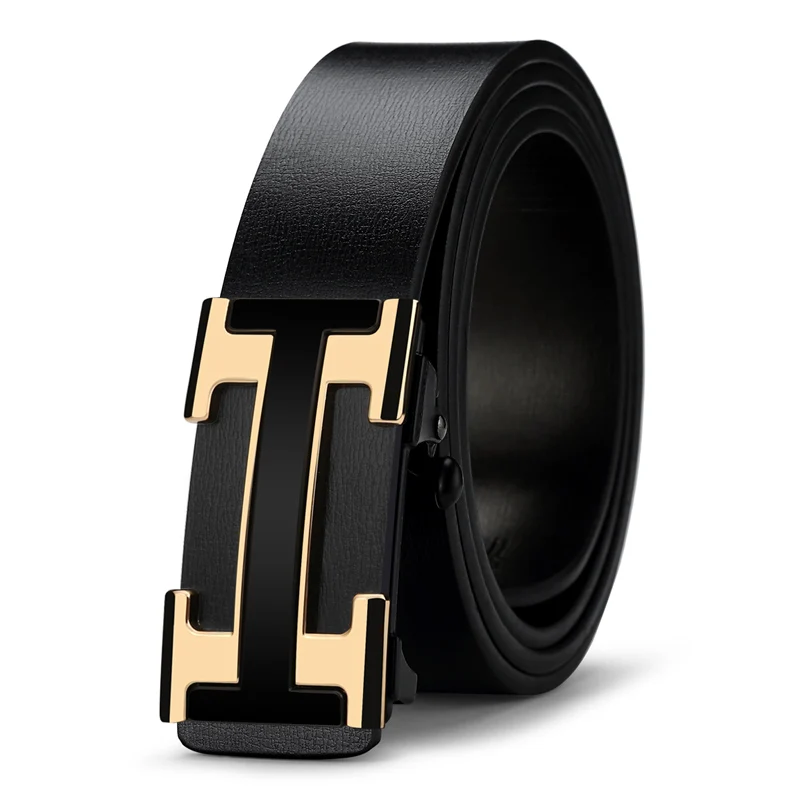 2023 Casual Famous Width 3.4cm Brand Belt Men Top Quality Genuine Leather Belts for Men Luxury Strap Male Metal Automatic Buckle