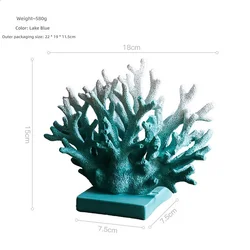 Nautical Decor Accent: Artificial Coral Resin Sculpture (Blue S)
