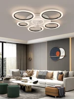 Modern white minimalist circle fan light simple living room ceiling fan smart control ceiling fan light. 2