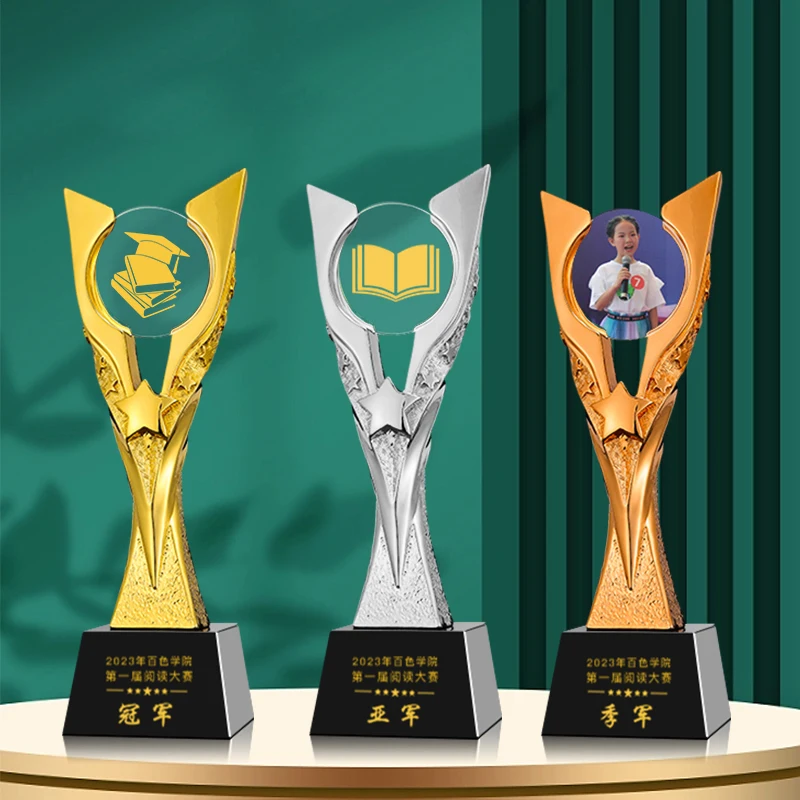 Customized Blank Crystal Trophy Souvenir Crafts Poetry Recitation Reading Star Family Teacher Children's Commemorative Award 1Pc