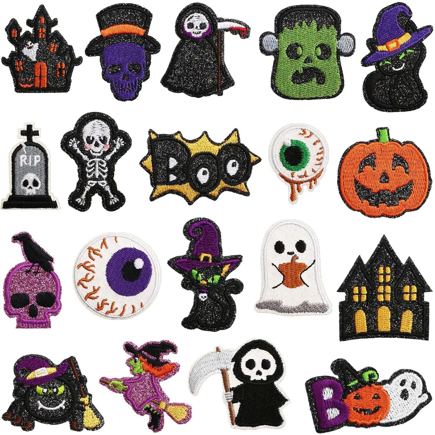 Parches bordados de película de terror para Halloween, juego de 9 piezas  surtidas