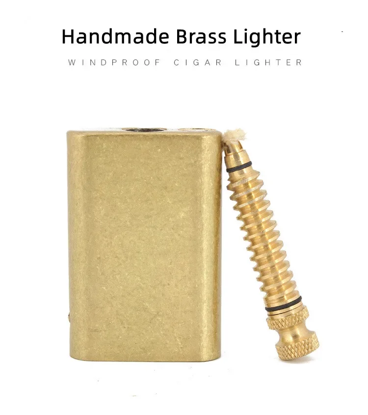 Description Picture 2 of itemZORRO Old-fashioned Retro Personality Brass Kerosene Lighter Outdoor Windproof Fire Box 10,000 Times Match Plug Screw Lighter
