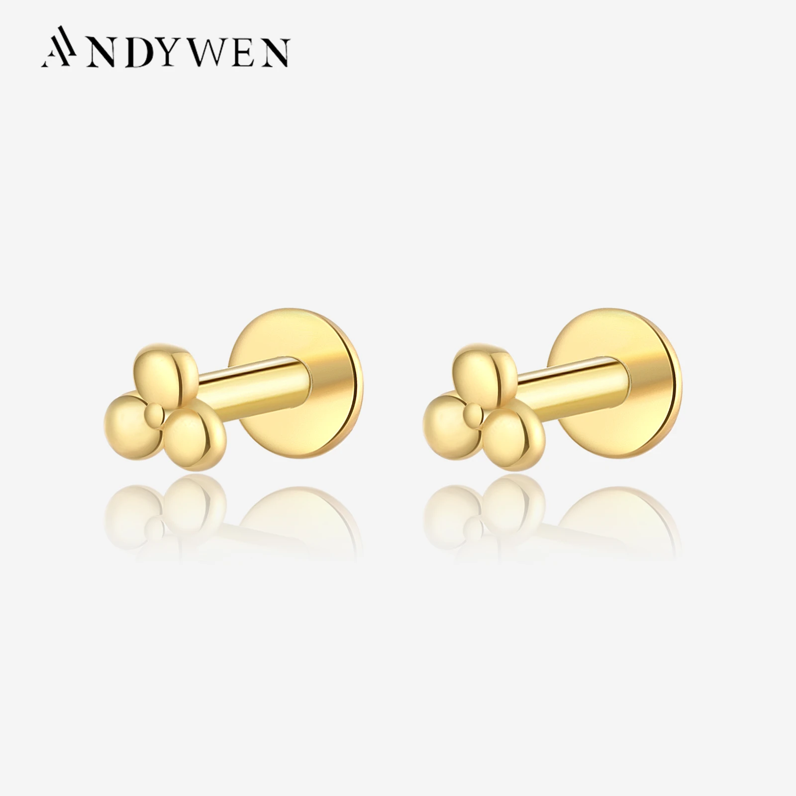 

ANDYWEN 925 Sterling Silver 6mm Proud Milky Way Queen Flash Baby Angel Piercing Screw Pendientes Stud Earring Women Clips Jewel