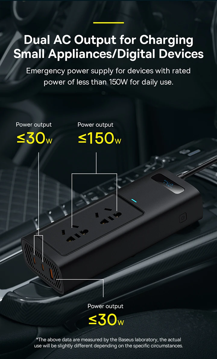 Cấu tạo chi tiết các cổng kết nối Baseus In-car Inverter
