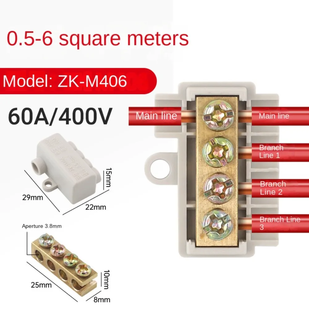 Description Picture 5 of itemHigh Power T-type Wiring Terminal Splitter Quick Wire Terminal Block Electrical Cable Junction Box ZK-M306 ZK-M406 Connectors