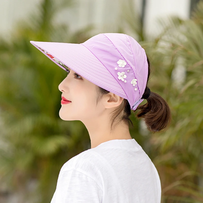 Golf Sun Cap Summer Outdoor Leisure Hat Ladies UPF50+ UV Protection Wide Brim Beach Sun Visor Adjustable Hat Casual Baseball Cap