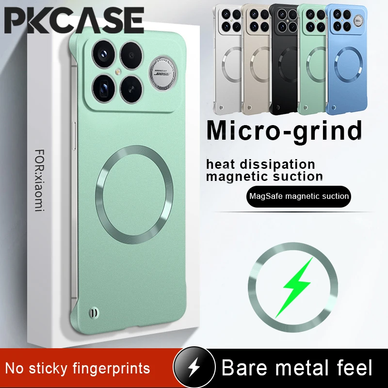 Magnetic Frameless Shockproof Metal Case with Wireless Charging Cover