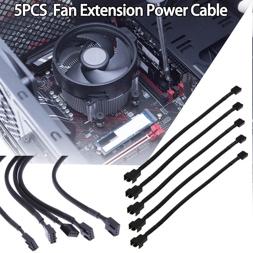 5pcslot4PinFanExtensionPowerCableCordPWMConnectorCasefor