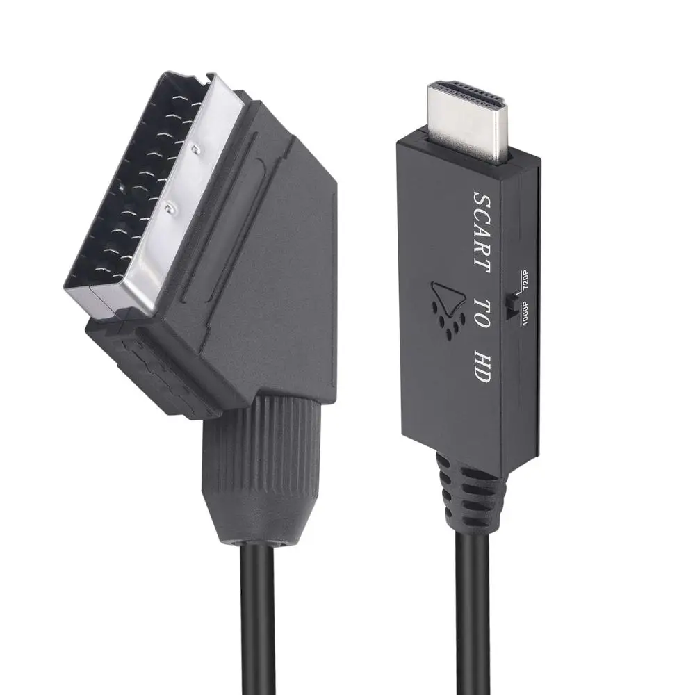 Scart-Hdmi 호환 오디오 비디오 컨버터 케이블, 1M 어댑터 변환 케이블, HDTV DVD STB 액세서리 플러그 앤 플레이 