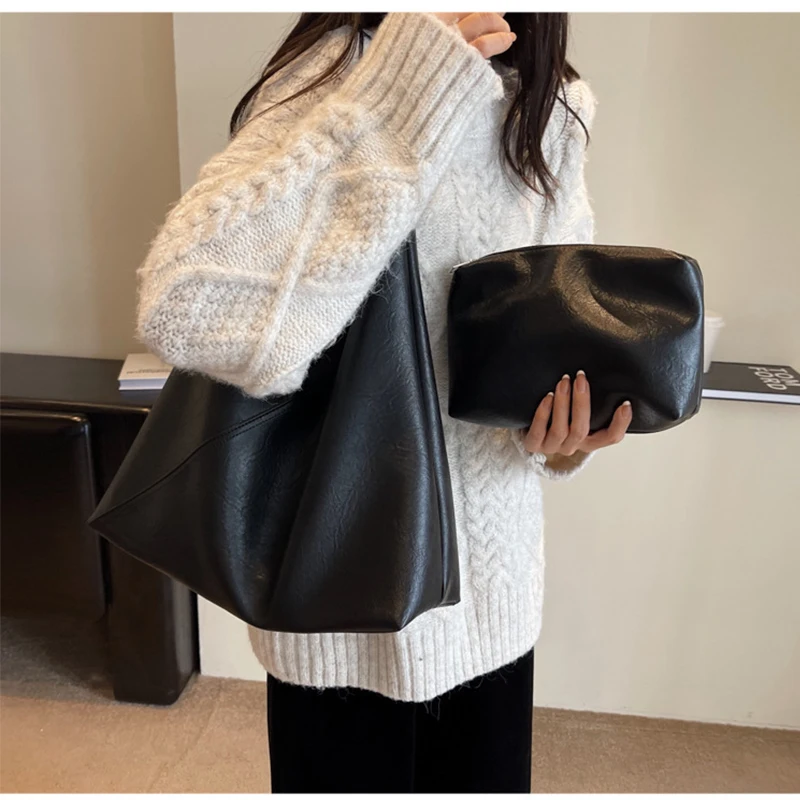 

Soft PU Leather Shoulder Bag for Women Wedding Totes All-match Commuter Underarm Bag Bolso Mujer Fashion Large Capacity Handbag