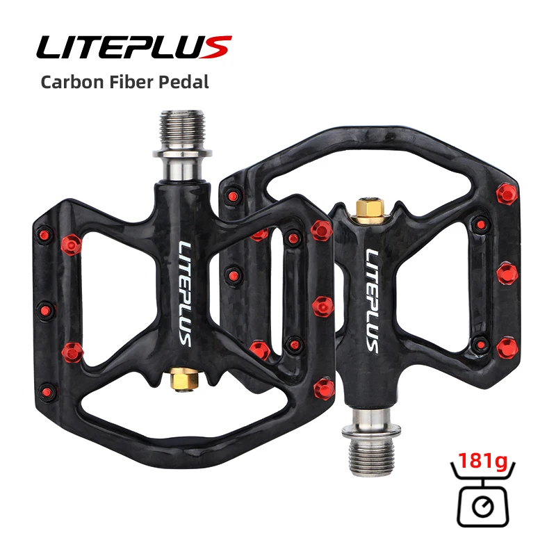 

Liteplus Ultralight Carbon Fiber Pedal Titanium Sealed Bearings Non-Slip For Folding Bicycle Mountain Bike Pedals