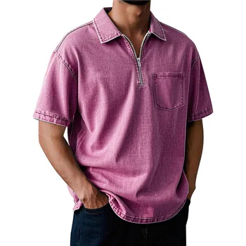 Polo da uomo 2026 lavata, casual, versatile, senza maniche, con bottoni