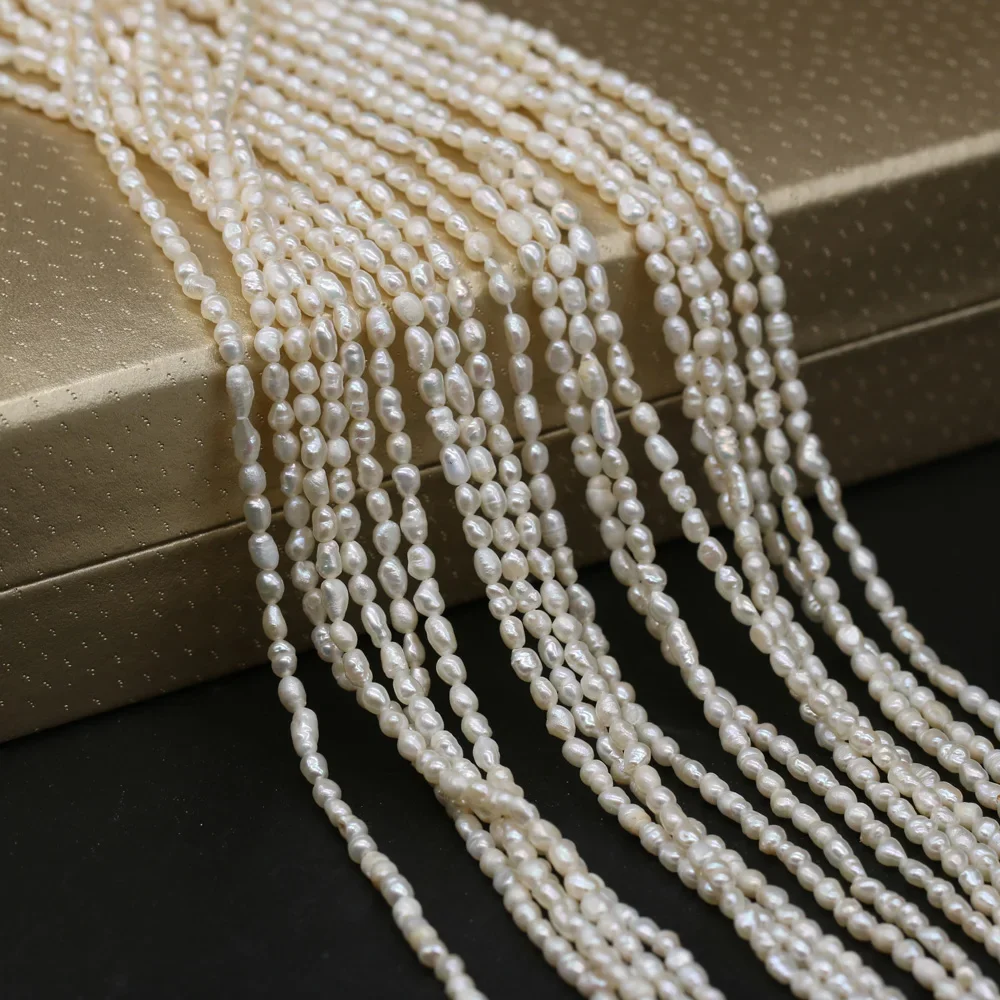Natural Pearl Loose Beads A Level Cultured Freshwater White Pearl Beading Charms for Jewelry Making Necklace Bracelet 3-4mm