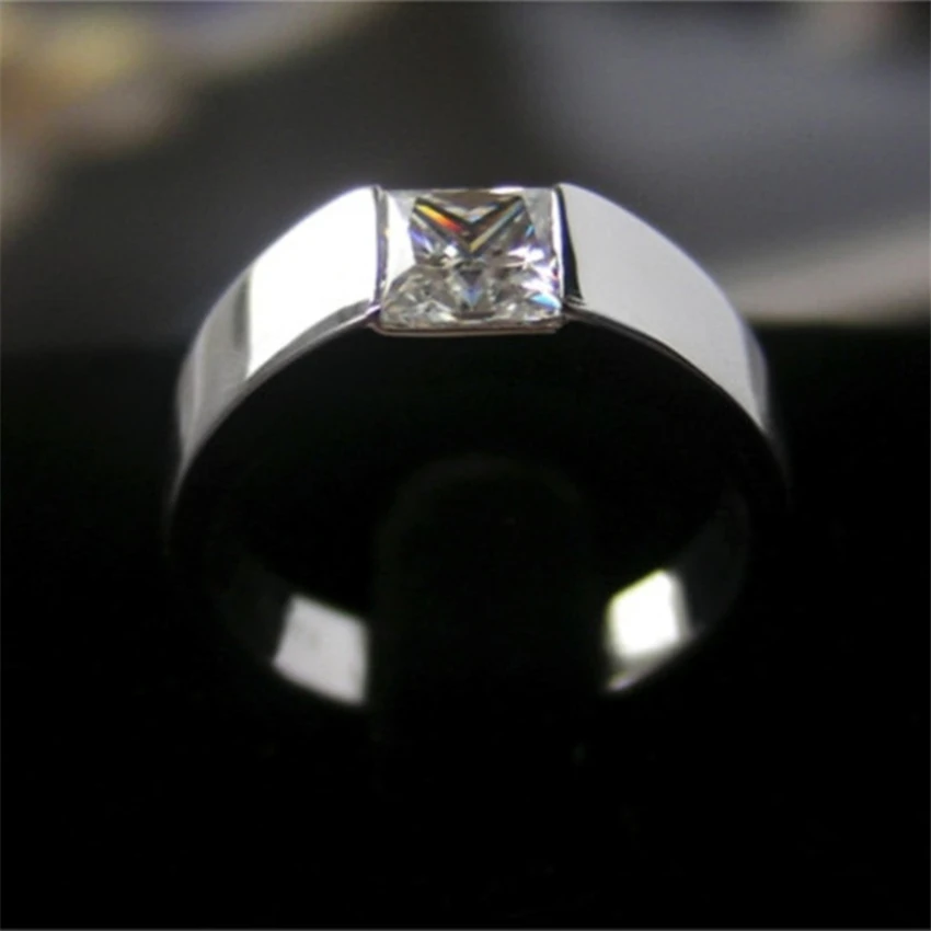 Test Positive Pure White Gold 14K Ring 0.5CT Princess Moissanite Diamond Women Engagement Ring Lucky Invitation Jewelry For Girl 6