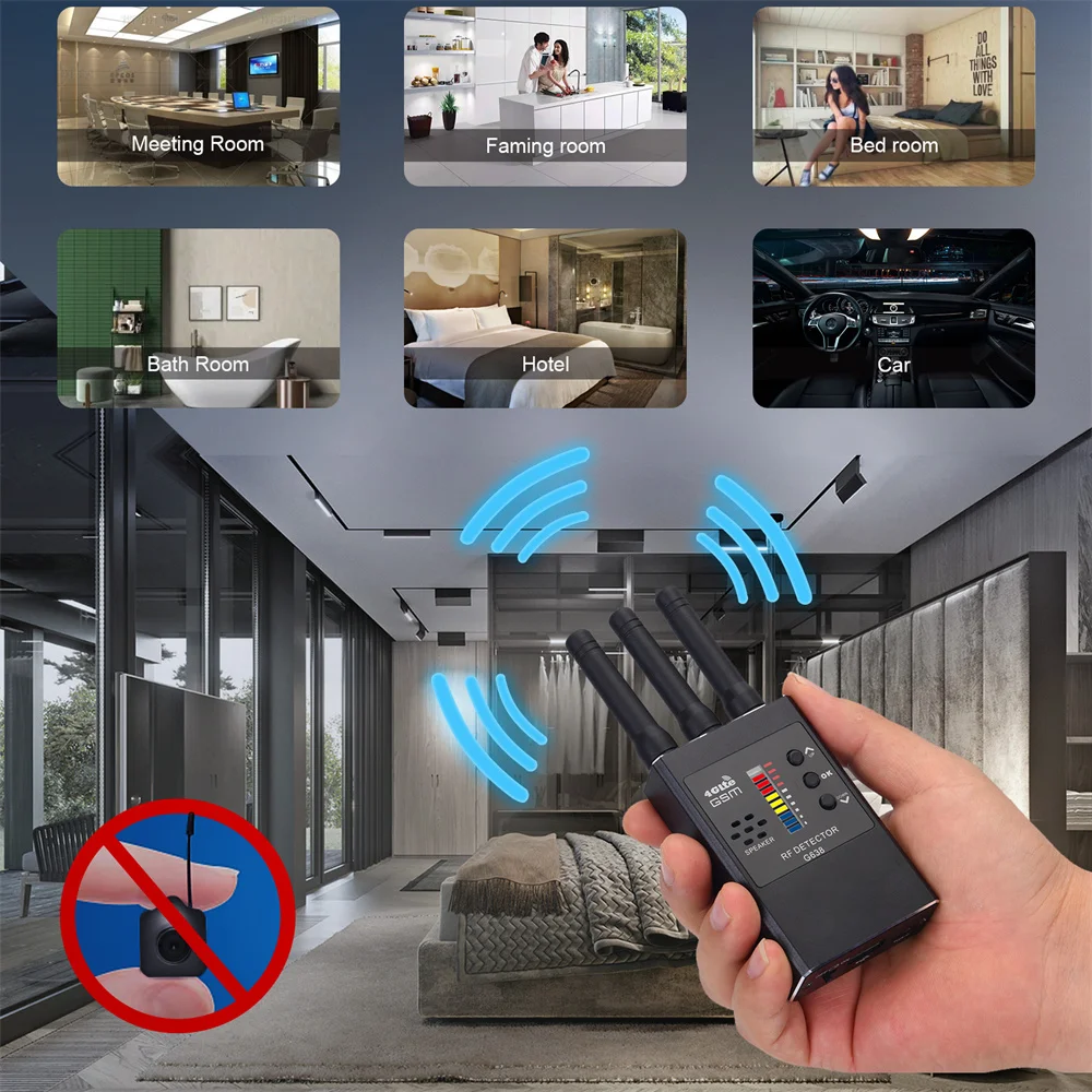 G638 Anti Spy Wireless RF Signal Detector Bug GSM GPS Tracker Hidden Camera Eavesdropping Device Military Professional Version hidden camera detector signal detector