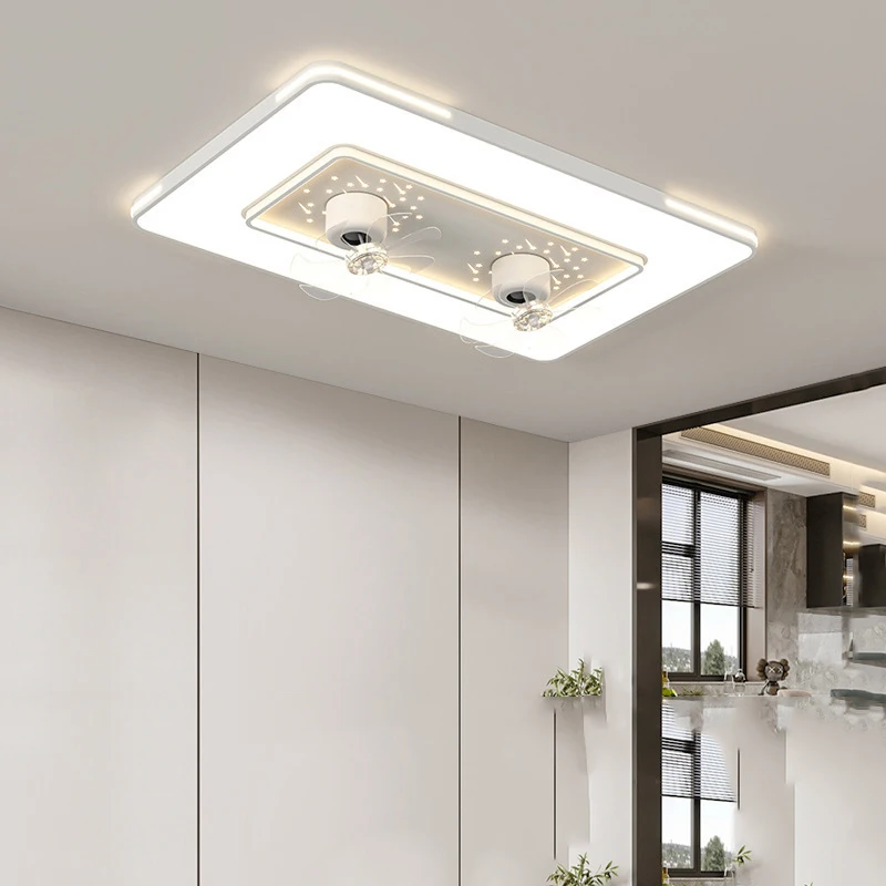 Прямоугольный двухсторонний потолочный вентилятор, лампа с преобразованием частоты для гостиной, потолочный вентилятор, светодиодный круглый орбитальный вентилятор для спальни