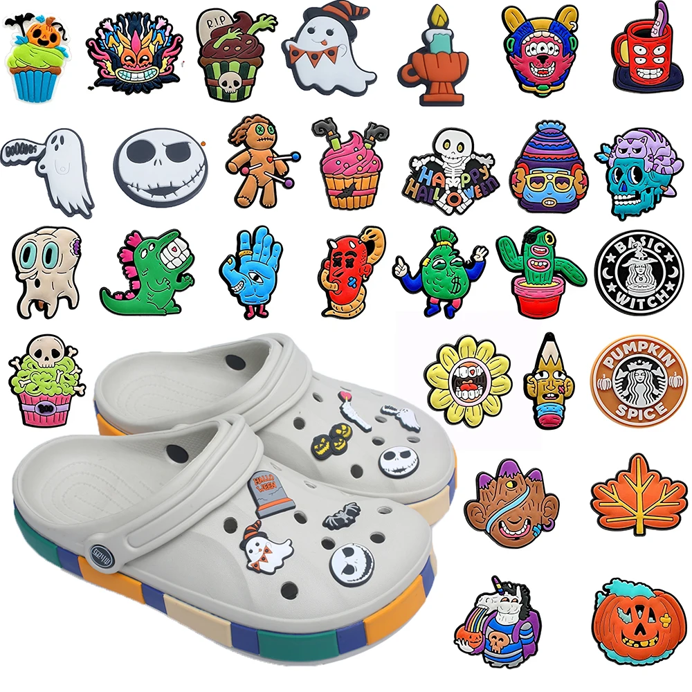 

1pcs PVC All Saints' Day Croc Jeans Shoe Charms Stranger Plant Shoe Decorations Buckle for Clog Garden Sandal Accessories