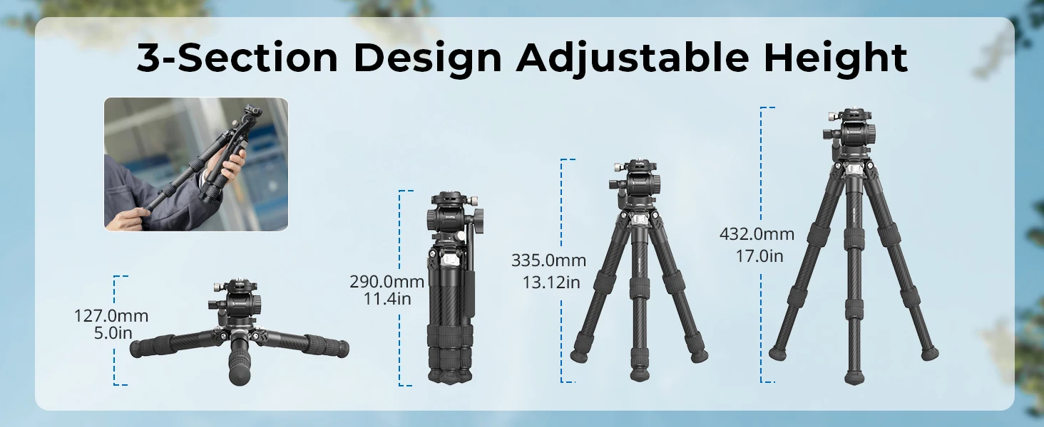 Heavy Duty Carbon Fiber Tabletop Tripod Kit for DSLR Mirrorless Camera Tripod Co